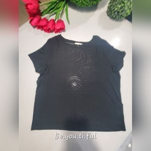 BE.YOU.TI.FUL Joli haut à manches courtes en filet entièrement transparent noir